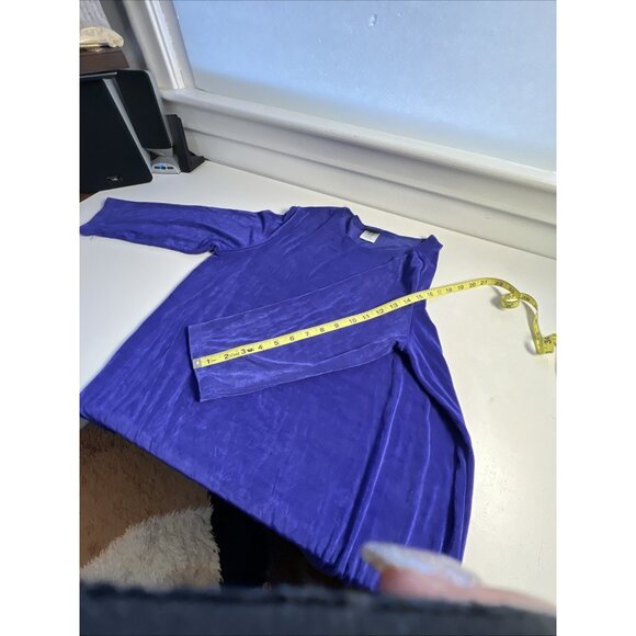 Citiknits 3/4 Sleeve Blouse Top Pants Set Sz L Purple A35020 Lounge Wear VTG - Picture 11 of 16